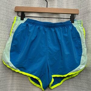 Brooks | Lined Running Shorts with Side Pockets Blue and Neon Yellow | L